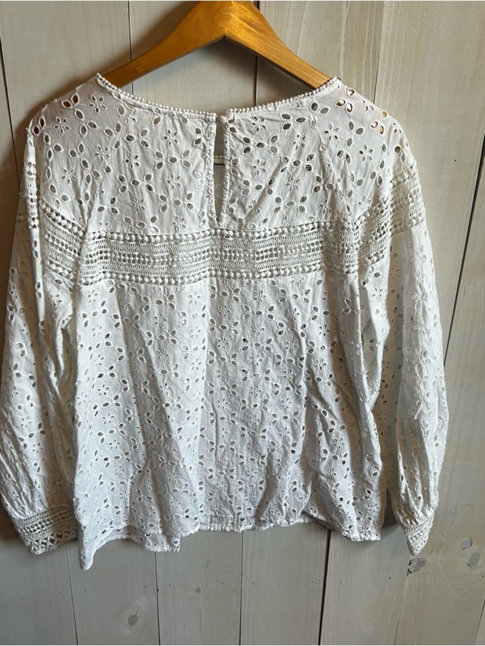 Anthropologie White Eyelet Lace Peasant Blouse - Picture 3 of 7